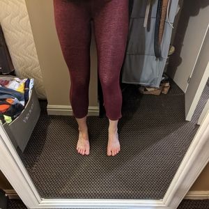 Athleta women's cropped yoga leggings - red/burgundy